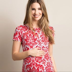 Blue damask maternity dress